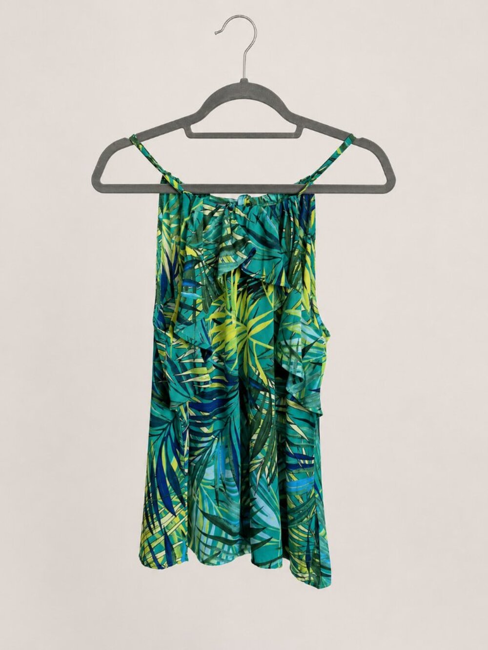 NWT New York & Company Tropical Ruffle Blouse Size S